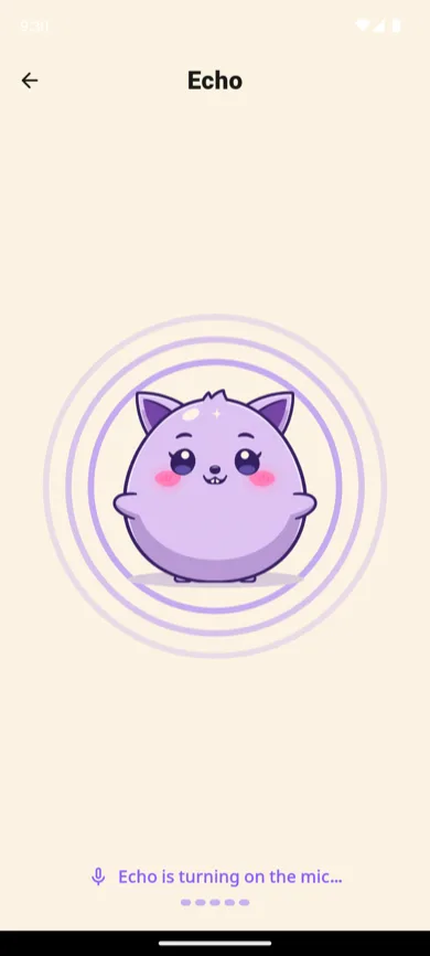 KidSpin screenshot. Echo, the talk-back friend