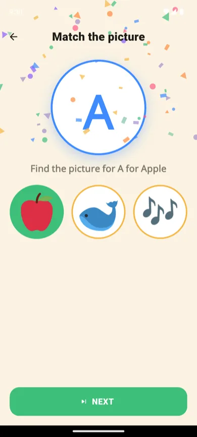 KidSpin screenshot. Match the picture game